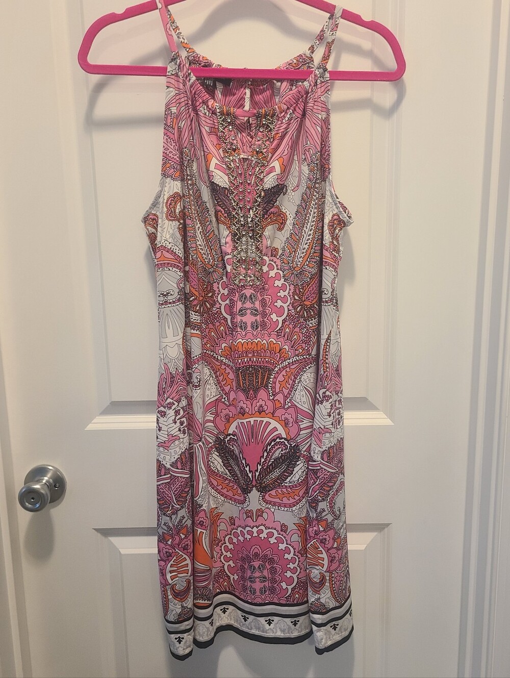 INC Sleeveless Pink Paisley Print Tunic Dress Size L